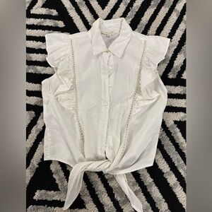 Wilfred White Ruffled Button-Down Shirt